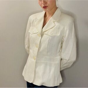 Vintage 90s white trench blazer with double front pockets